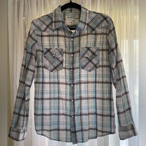 Pastel Plaid Western-Style Shirt